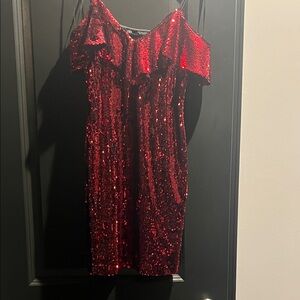 Zara Shimmering Red Sequin Mini Dress